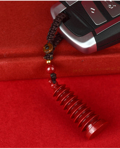 Natural Purple Gold Cinnabar Wenchang Pagoda Exam Keychain - Wisdom & Luck Talisman