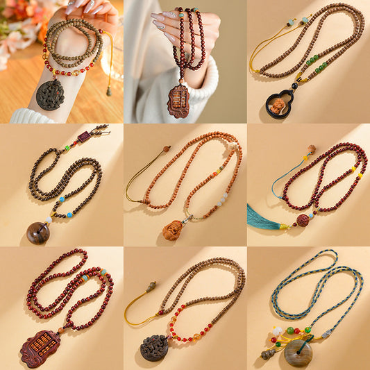 Agarwood Buddhist Prayer Bead Necklace - Zen Meditation Beads for Spiritual Harmony