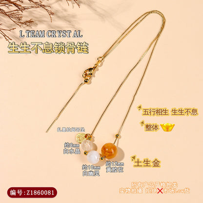 Natural Crystal Five Elements Collarbone Necklace | Balance Harmony & Wealth for Women