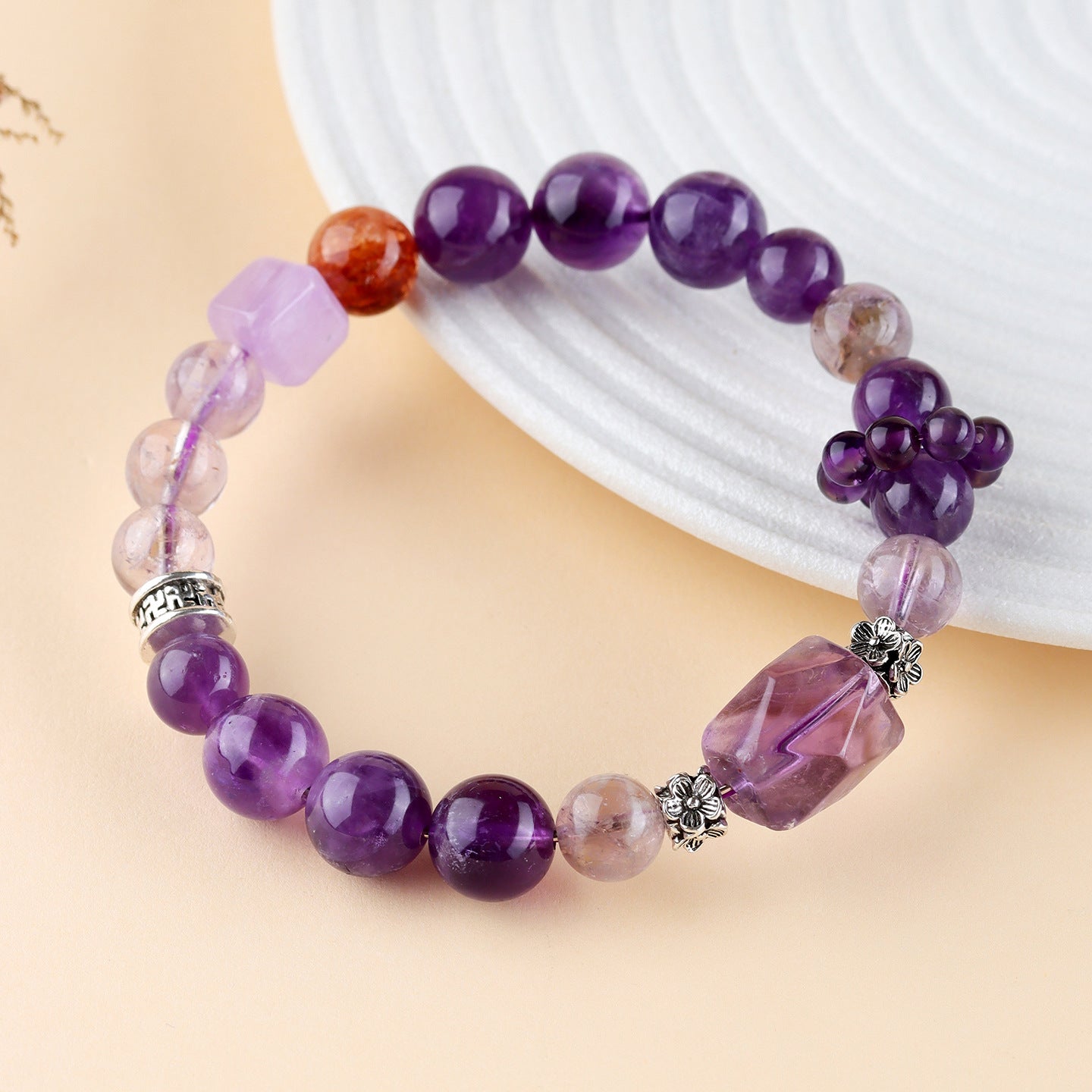 Natural Amethyst Freeform Bracelet | Nine Purple Fire Spiritual Women's Energy Jewelry
