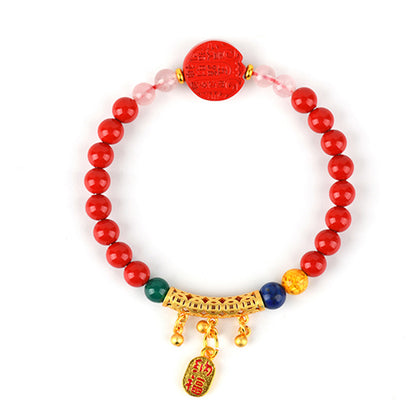 Natural High-Content Cinnabar Five-Way God of Wealth Bracelet - Mystical Wealth Amulet