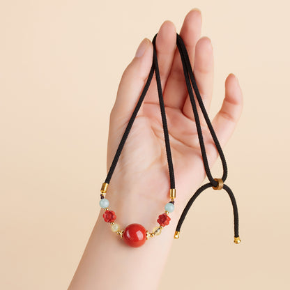 Imperial Red Cinnabar Fortune Bead Necklace | Wealth & Protection Amulet