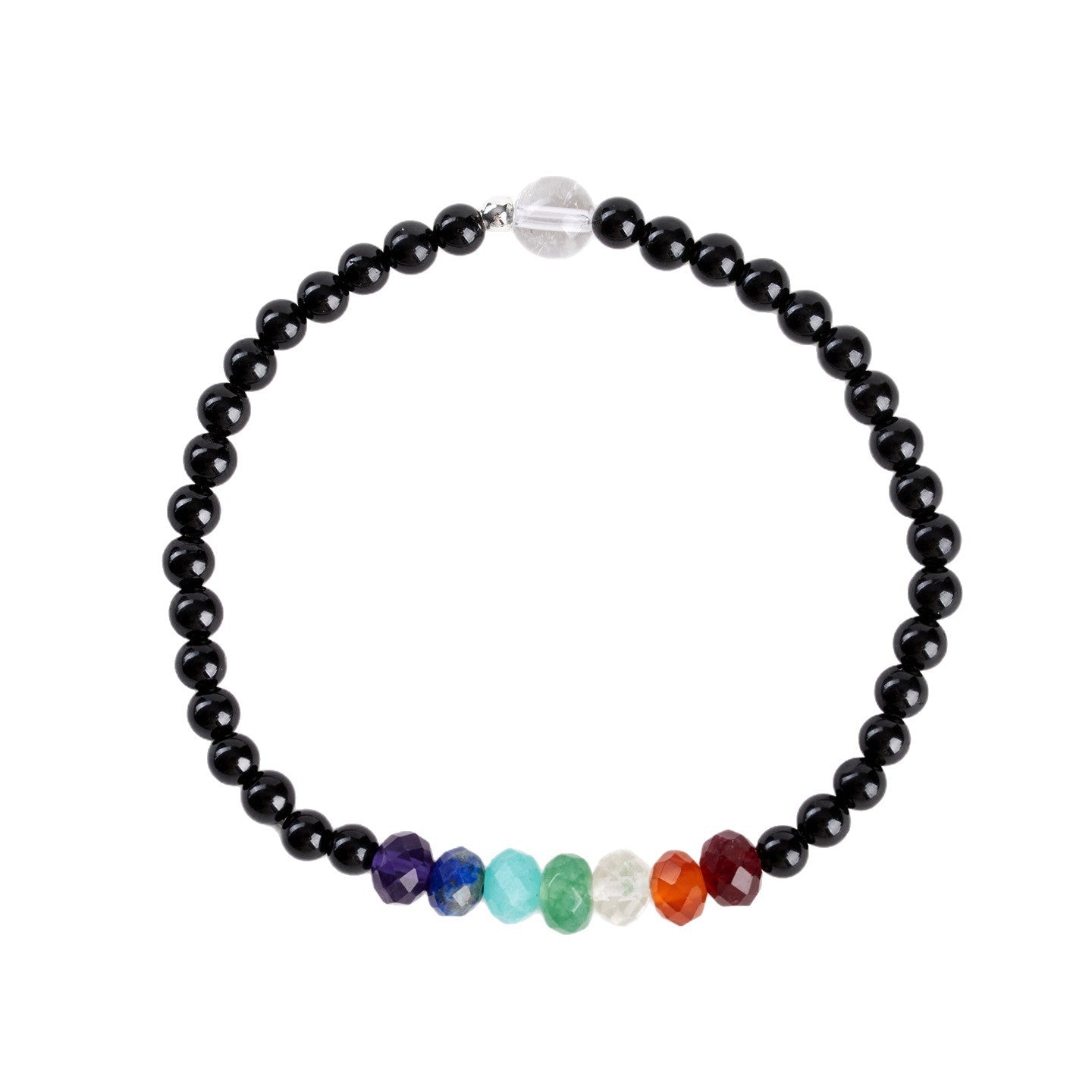 Natural Crystal Black Tourmaline Rainbow Bracelet | Colorful Life Stone Women's Spiritual Jewelry