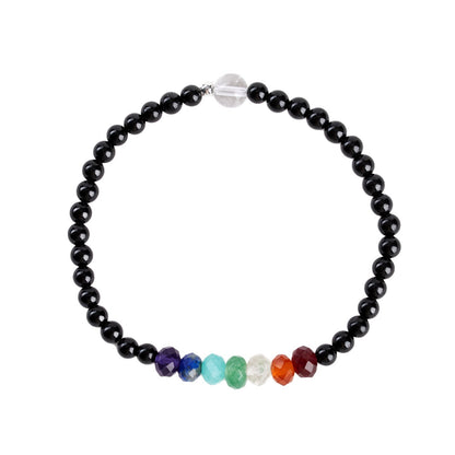 Natural Crystal Black Tourmaline Rainbow Bracelet | Colorful Life Stone Women's Spiritual Jewelry
