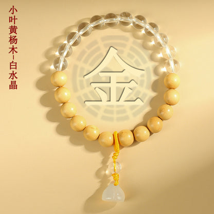 Five Elements Crystal Agate Wooden Bracelet - Balance Energy and Cultural Harmony