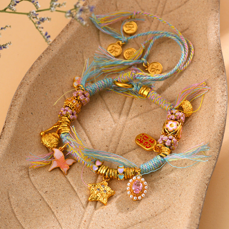 Golden Sand Peace Joy Tibetan Woven Bracelet | Spiritual Protection & Harmony Amulet