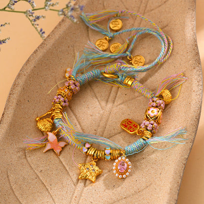 Golden Sand Peace Joy Tibetan Woven Bracelet | Spiritual Protection & Harmony Amulet