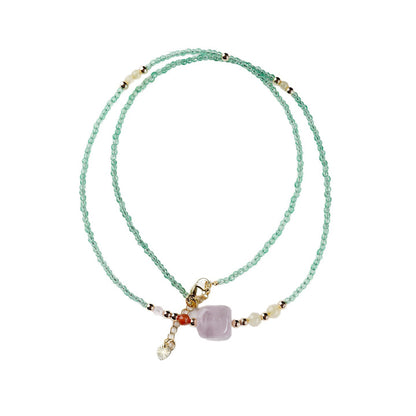 Lavender Amethyst Sugar Cube Multi-Circle Bracelet with Yellow Rutilated Quartz - Spiritual Harmony & Wealth Attraction