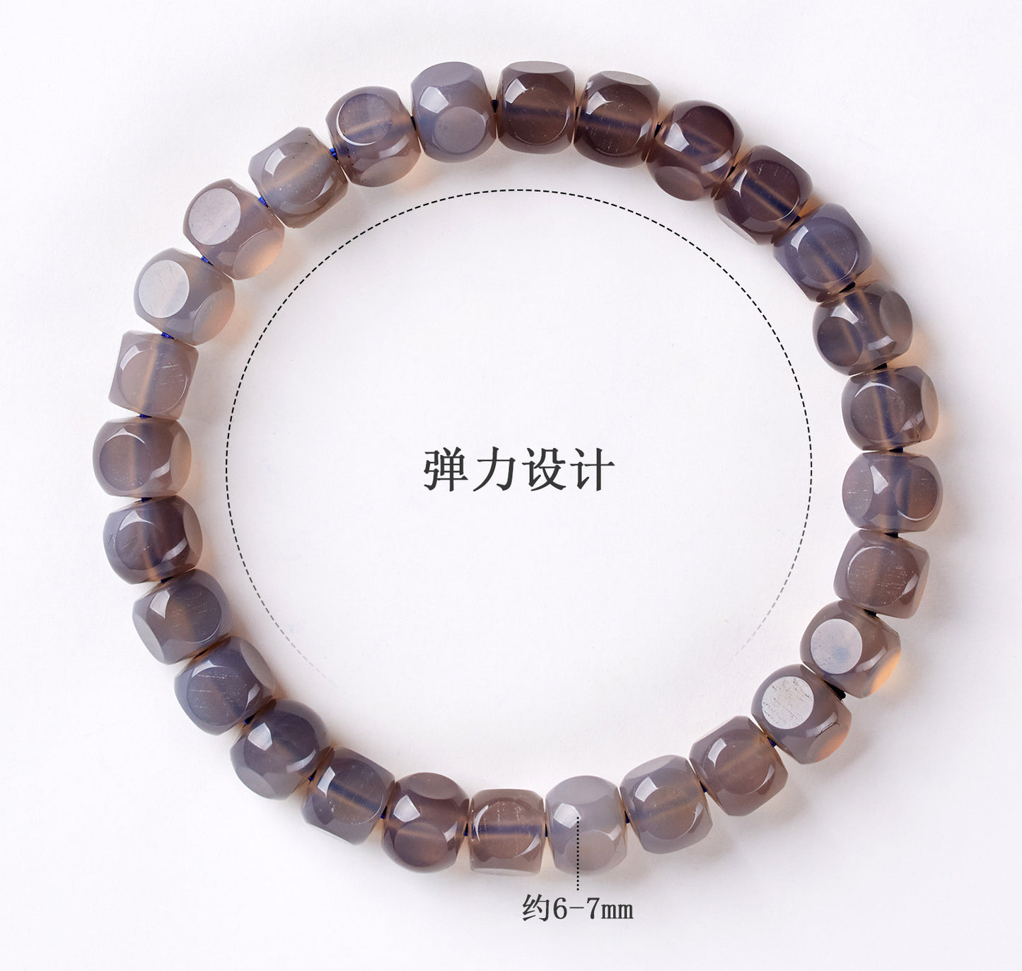 Mystical Gray Agate Sugar Cube Bracelet for Women - Harmony, Protection and Elegance