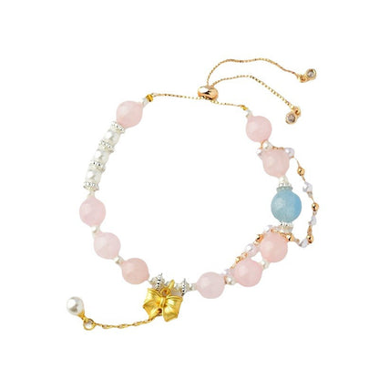 Virgo Crystal Bracelet with Natural Aquamarine and Rose Quartz - Spiritual Harmony Accessory