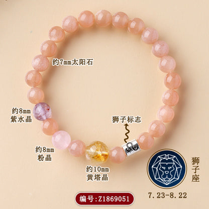 Mystical Natural Crystal Zodiac Bracelet - Cosmic Energy & Spiritual Harmony