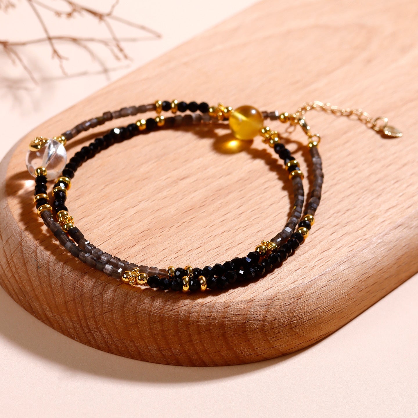 Natural Silver Obsidian Black Spinel Adjustable Collarbone Necklace - Mystical Protection for Women