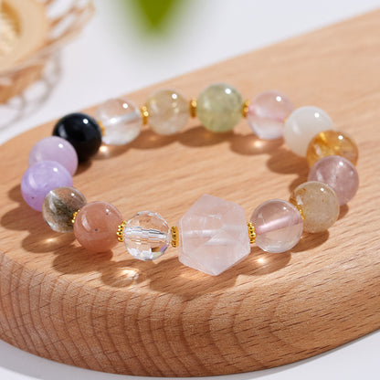 Natural Crystal Rose Quartz Irregular Bracelet | Love Harmony Energy Stone Women's Jewelry