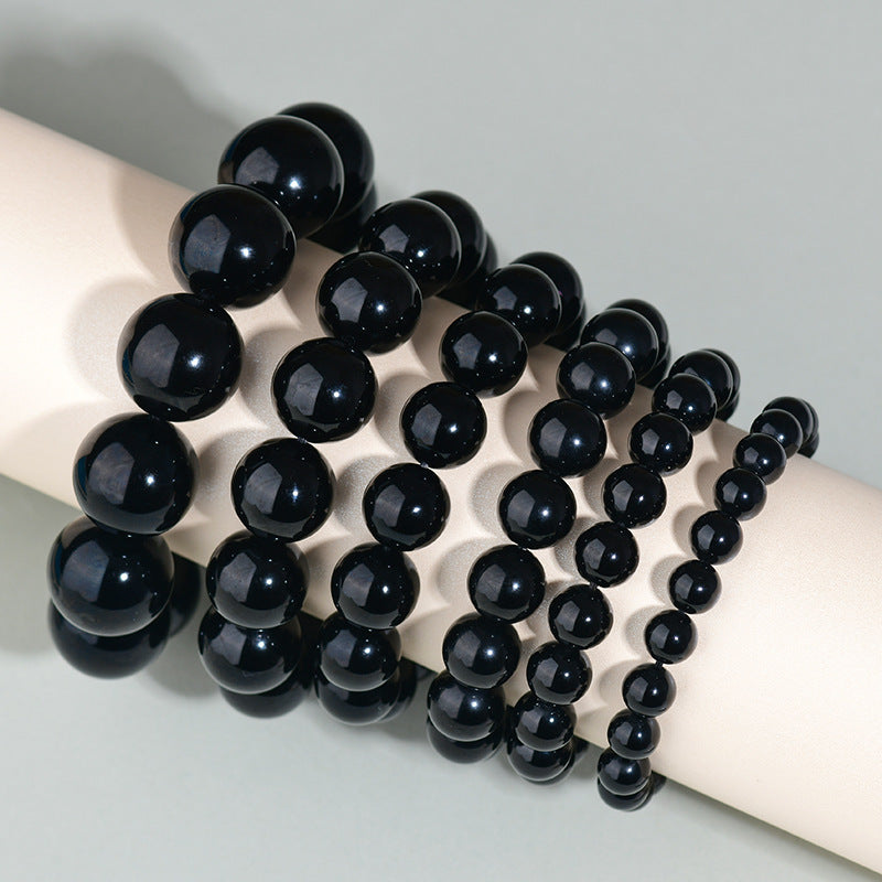 Black Obsidian Buddha Bead Bracelet with Gold Accents - Zodiac Year Protection for Couples