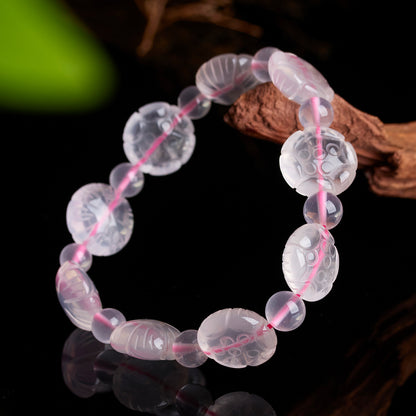Natural Pink Crystal Lotus Bracelet | Love, Peace & Spiritual Harmony