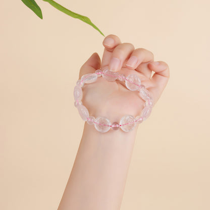Natural Pink Crystal Lotus Bracelet | Love, Peace & Spiritual Harmony