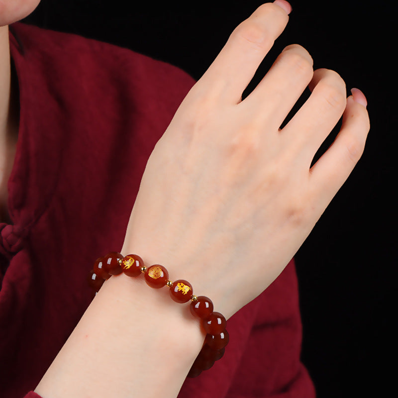 Twelve Zodiac Guardian Deities Agate Obsidian Bracelet - Three-in-One Spiritual Protection