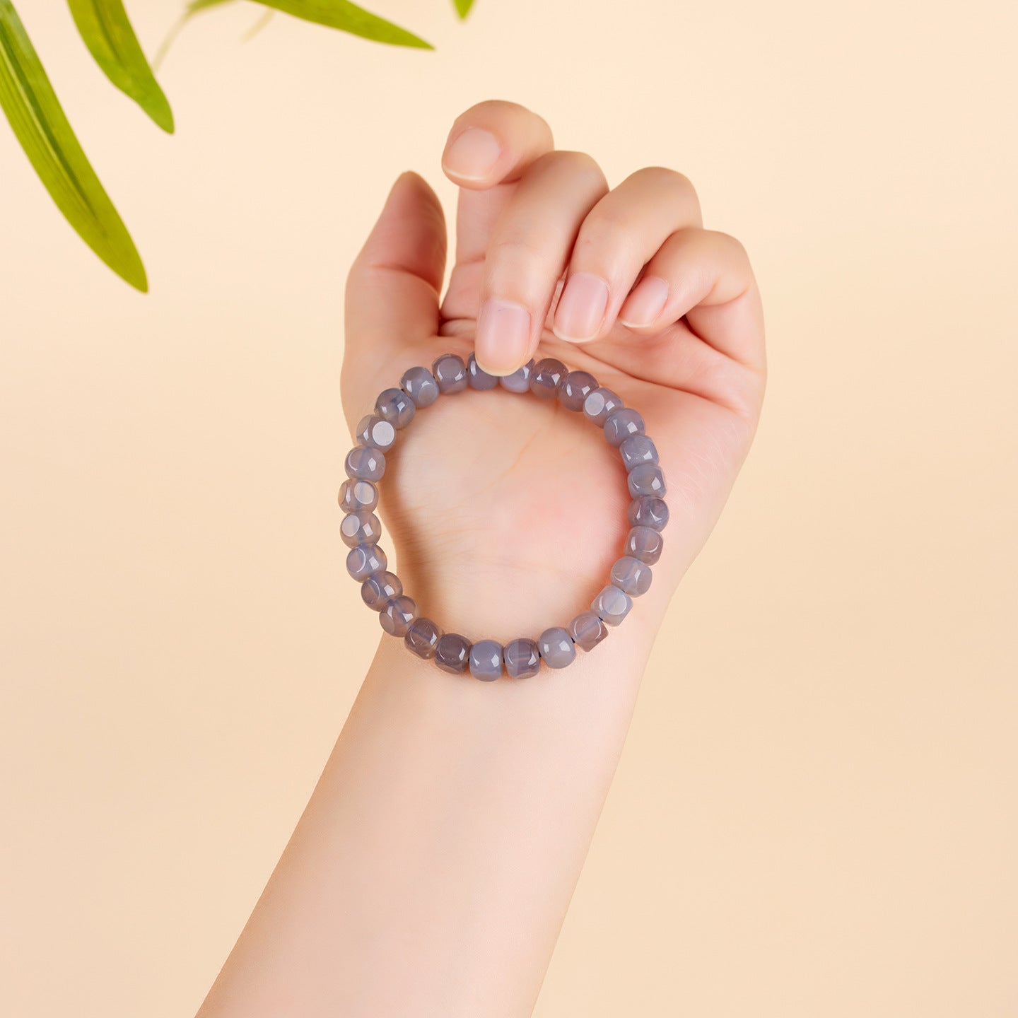 Mystical Gray Agate Sugar Cube Bracelet for Women - Harmony, Protection and Elegance
