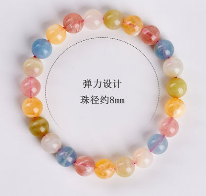 Natural Crystal Colorful Quartz Single Circle Bracelet - Macaron Hues for Harmony & Luck