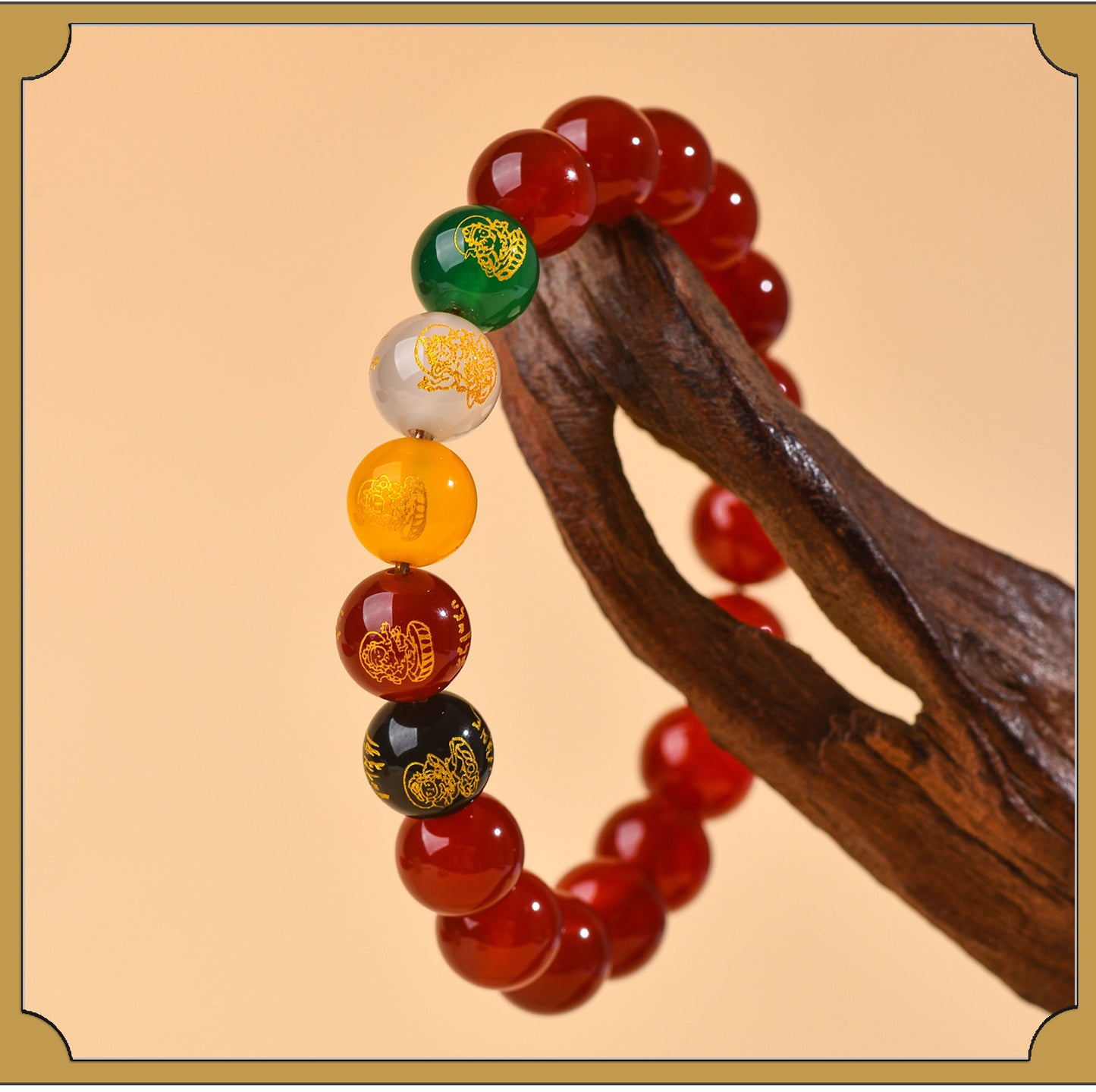 Natural Red Agate Five-Way Wealth God Bracelet | Fortune Attraction Spiritual Jewelry