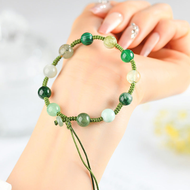 Natural Crystal Five Elements Energy Balance Bracelet - Harmony of Gold Wood Water Fire Earth