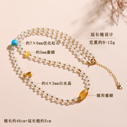 Pure White Crystal Collarbone Necklace for Women - Spiritual Elegance & Positive Energy