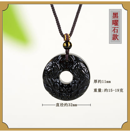 Natural Black Ice Obsidian Double Pixiu Pendant Necklace - Wealth & Protection Talisman