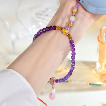Natural Amethyst Crystal Phone Chain - Spiritual Protection & Romantic Elegance for Women