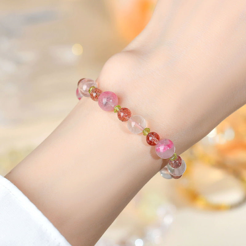 Natural Rose Quartz Crystal Bracelet | Peach Blossom Love Energy for Harmony