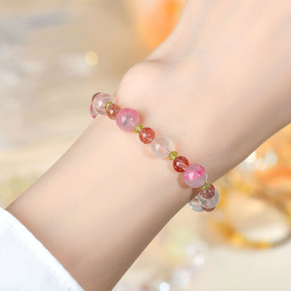 Natural Rose Quartz Crystal Bracelet | Peach Blossom Love Energy for Harmony