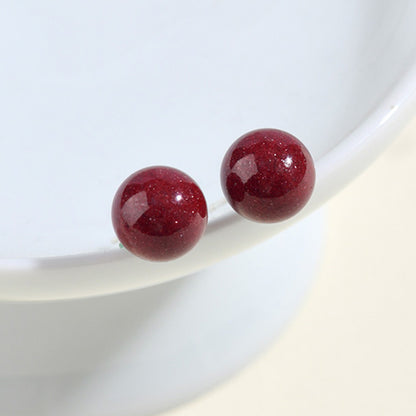 Natural Cinnabar Purple Gold Sand Rose Flower Earrings | Chinese Style Spiritual Jewelry