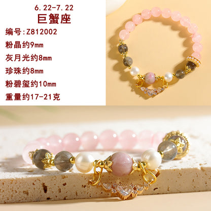 Natural Crystal Zodiac Bracelet - Mystical Astrological Jewelry for Women's Empowerment