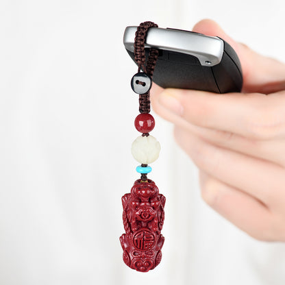 Natural Purple Gold Sand Pixiu Keychain Pendant - Wealth Attraction & Protection Amulet