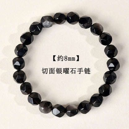 Golden Tiger Eye and Obsidian Faceted Irregular Bracelet - Unisex Couple Protection Charm