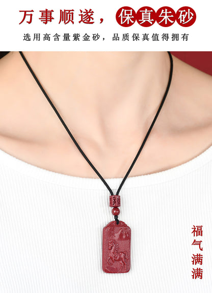 Natural Purple Gold Cinnabar Zodiac Birth Buddha Pendant - Eight Guardian Deities Protection Amulet