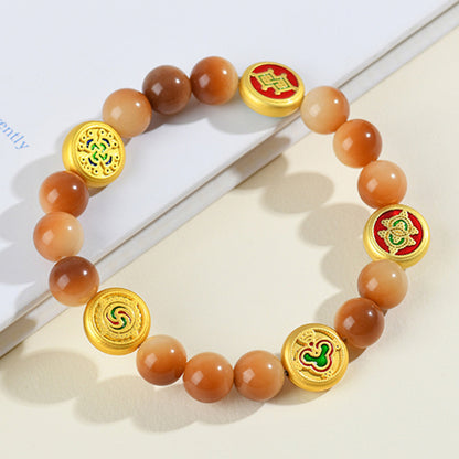 Bodhi Root Five Directions God of Wealth Bracelet | Chinese Style Spiritual Jewelry