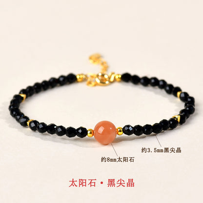 Natural Crystal Black Spinel Multi-Gem Adjustable Bracelet for Women - Mystical Protection & Elegance