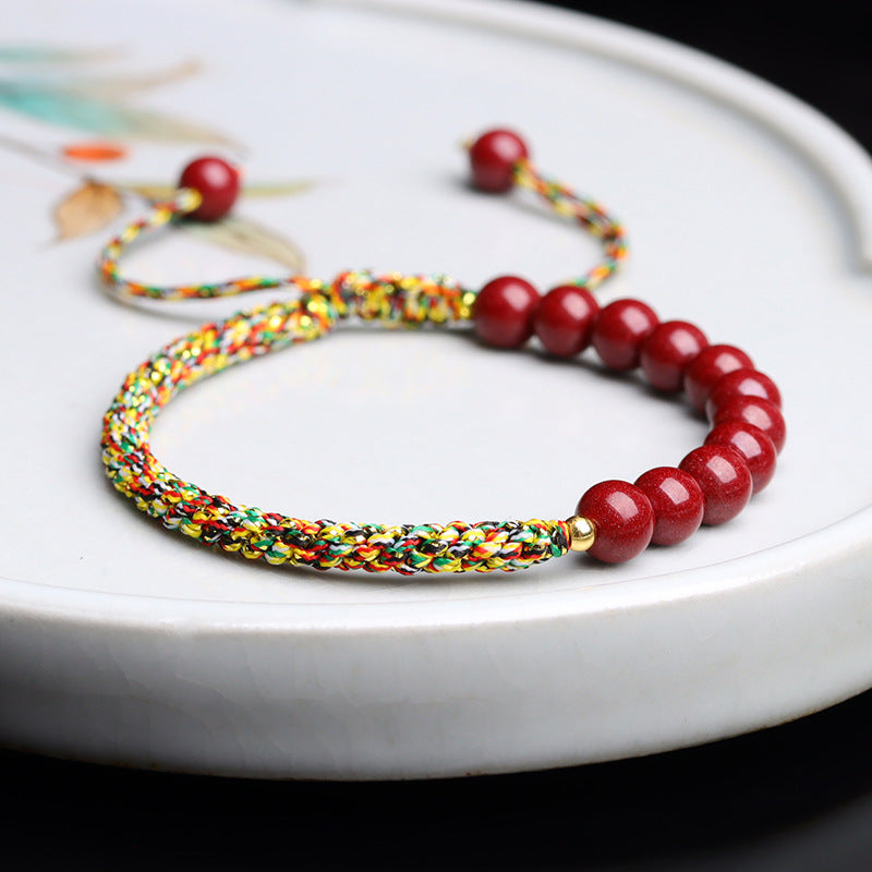 Natural Purple Gold Sand Bracelet - Handwoven Red String Multicolor Rope for Wealth & Protection