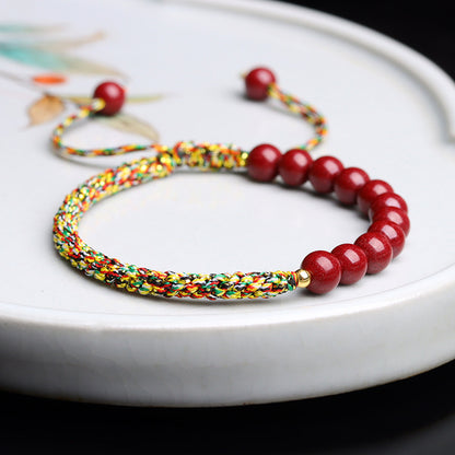 Natural Purple Gold Sand Bracelet - Handwoven Red String Multicolor Rope for Wealth & Protection