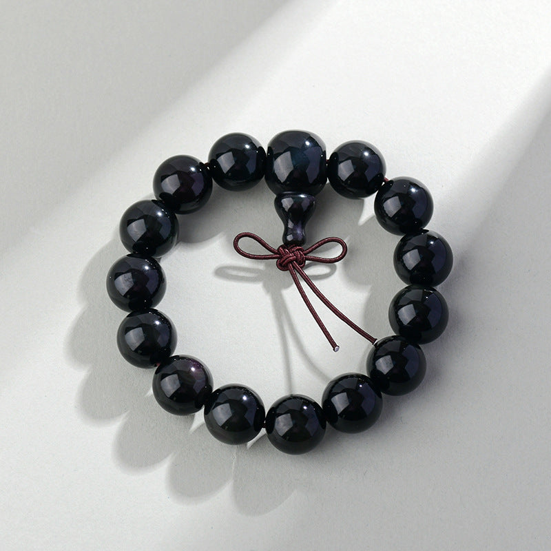 Natural Double Color Eye Obsidian Buddha Beads Bracelet - Spiritual Protection for Couples