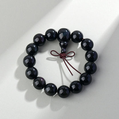 Natural Double Color Eye Obsidian Buddha Beads Bracelet - Spiritual Protection for Couples