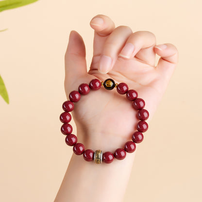 Purple Gold Cinnabar Six-Word Mantra Zodiac Bracelet - Spiritual Protection for Men & Women