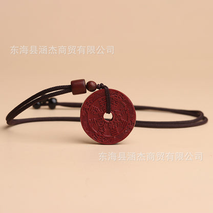 Natural Cinnabar Mountain Ghost Flower Pendant - Purple Gold Sand Raw Ore Amulet for Protection and Fortune