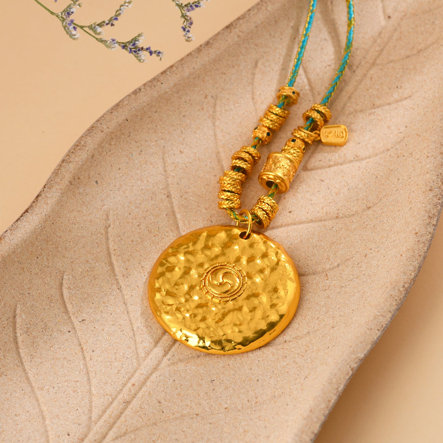 Golden Wealth God Tibetan Style Pendant Necklace - Prosperity and Protection Amulet