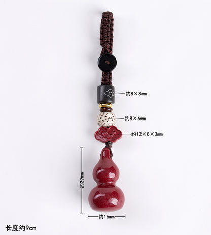 Natural Purple Gold Cinnabar Gourd Keychain - Spiritual Protection & Wealth Charm for Car and Bag