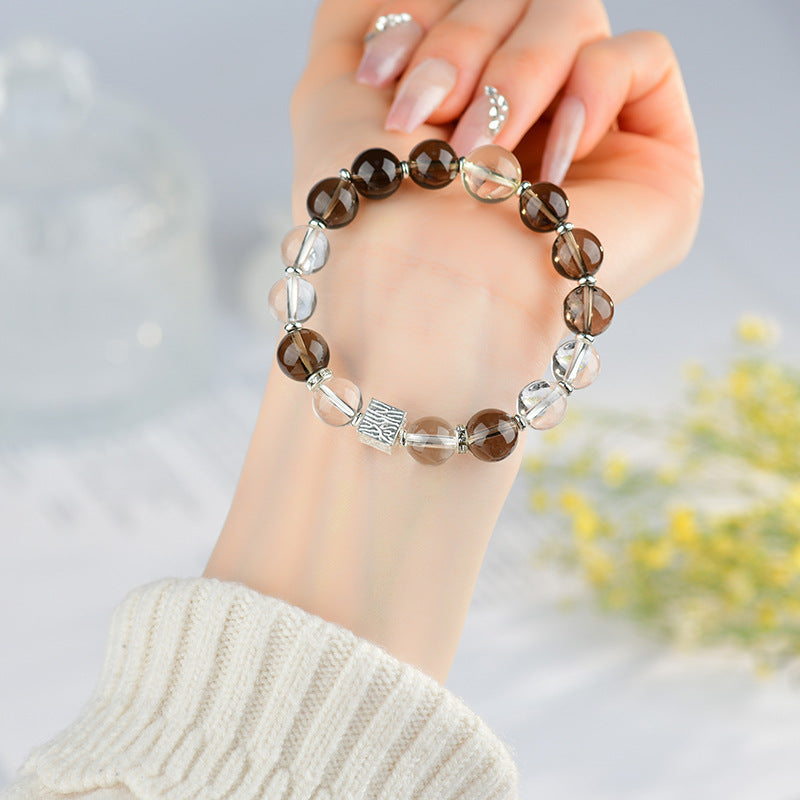 Aries Natural Tea Crystal Bracelet | White Crystal Zodiac Amulet for Courage and Clarity