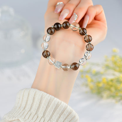 Aries Natural Tea Crystal Bracelet | White Crystal Zodiac Amulet for Courage and Clarity