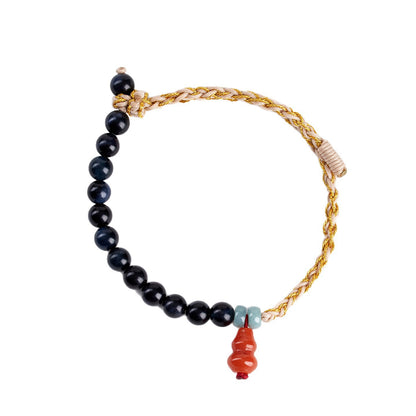 Blue Tiger Eye Half Circle Bracelet | Fate Protection Chinese Style Women's Jewelry