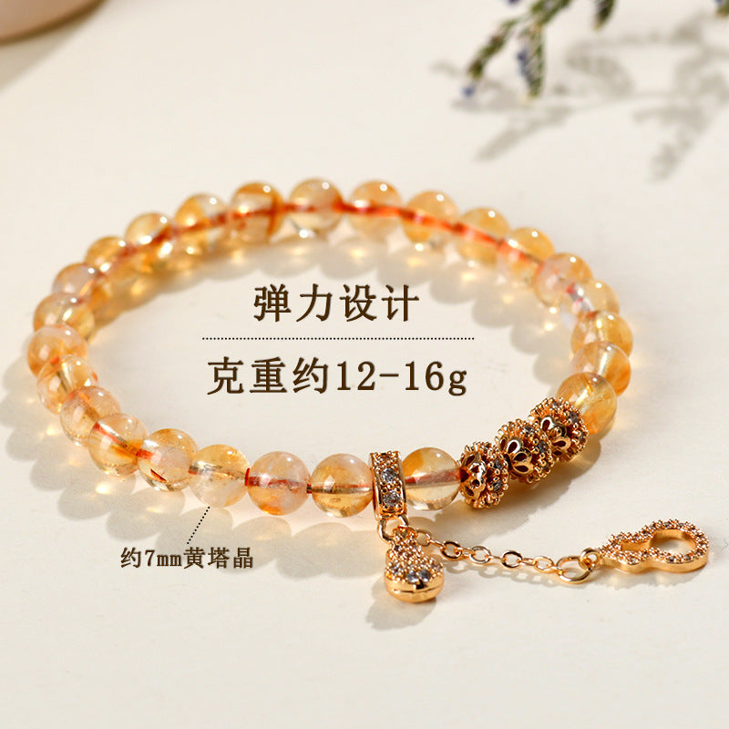 Natural Yellow Pagoda Crystal Fortune Bracelet | Wealth & Luck Charm for Women
