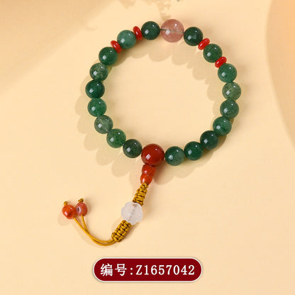 Natural Strawberry Crystal Red Agate Bracelet | Chinese Retro Spiritual Jewelry for Luck and Love